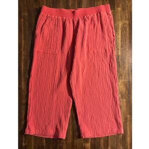 J. Jill Women’s XL Petite 36 x 24 Pants 100% Cotton Gauze Pull On Wide Leg Crop